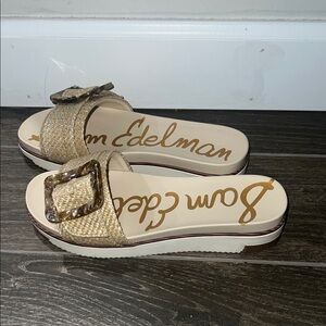 Sam Edelman Ariane Raffia Tortoise Buckle Sandals